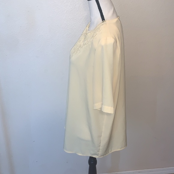 Laura Scott Vintage Yellow Embroidered floral beaded short sleeve blouse - Picture 4 of 7